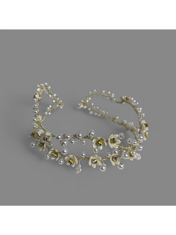 Tiara de Noiva Aramada com Fio Dourado Tanner Laços e Acessórios